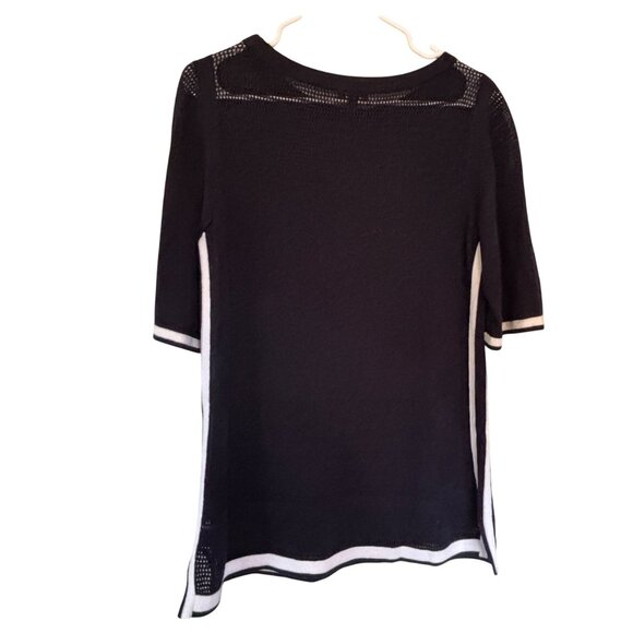 Talbots Womens Linen & Viscose Knit Top Size S Elbow Sleeves & Side Slits - Picture 4 of 11